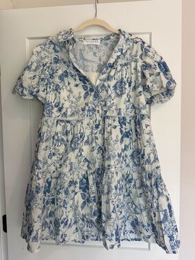 Juliana's Blue Floral Tiered Babydoll Dress